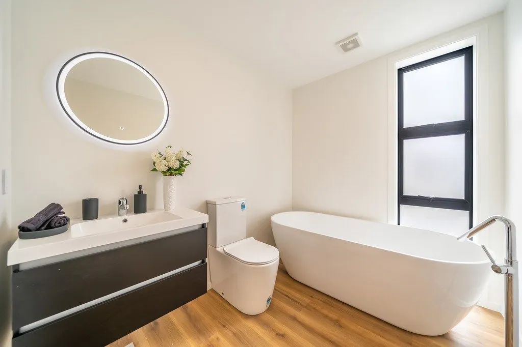 Bathroom with freestanding bath
